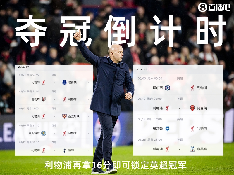 奪冠倒計(jì)時(shí)？槍手三場(chǎng)不勝落后榜首15分，利物浦再拿16分即可奪冠